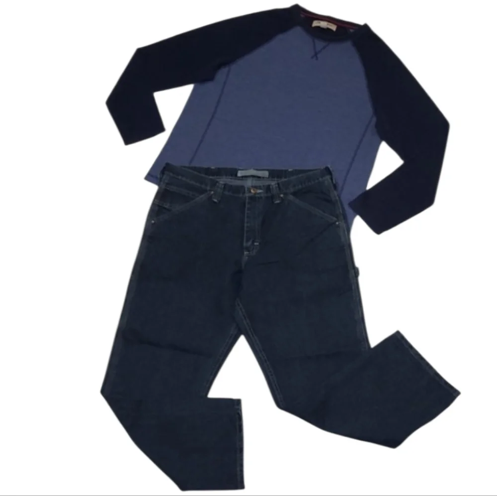 Lee Dungarees Carpenter Jean Relaxed Bootcut Fit Straight Leg Dark Wash Work